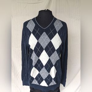 Navy Blue Argyle Banana Republic Sweater Size L